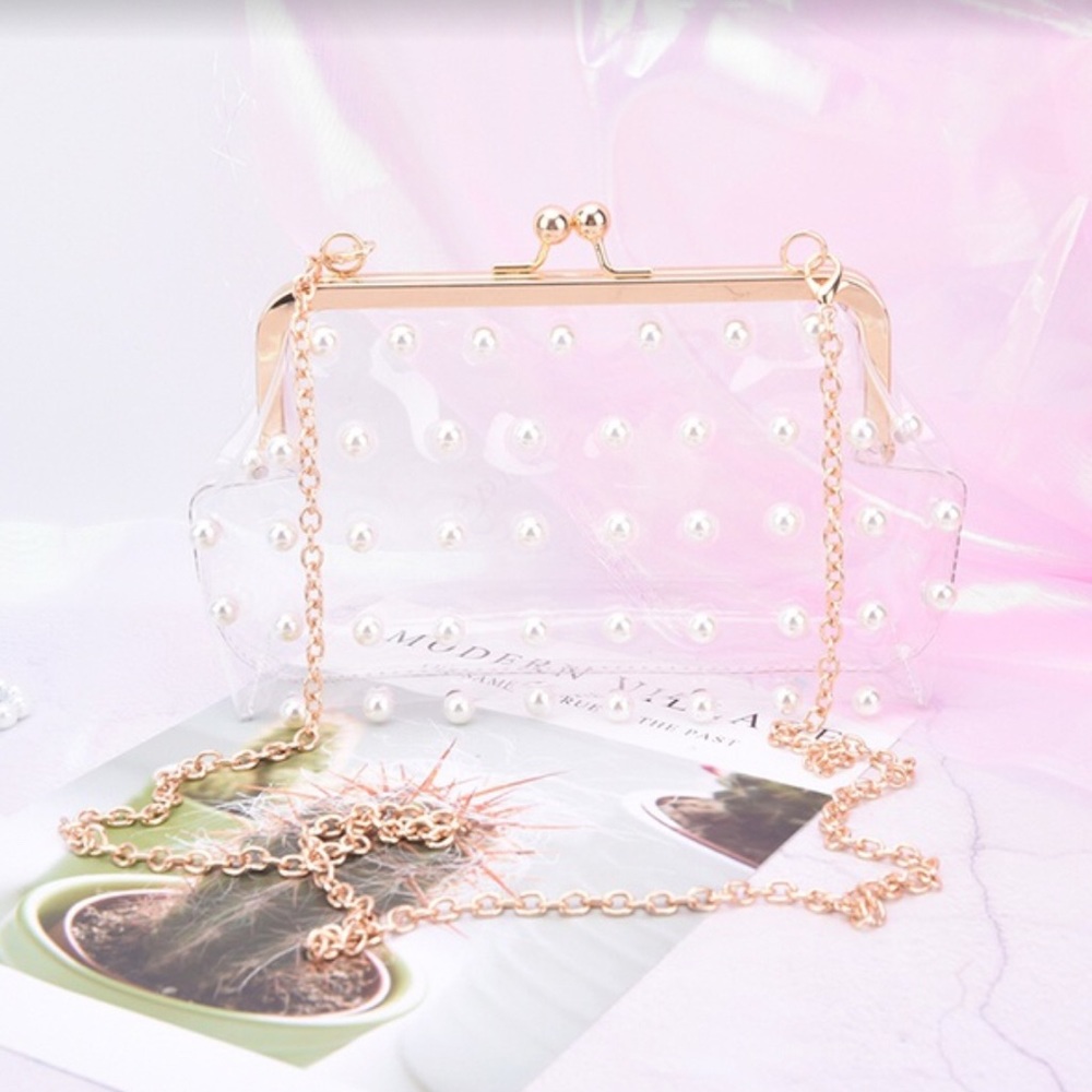 Women’s Beaded Transparent Crossbody Jelly Bag - Picture 5 of 6